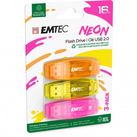 Emtec USB2.0 C410 16GB Neon 3 pcs