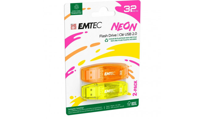 Emtec USB2.0 C410 32GB Neon 2 pcs
