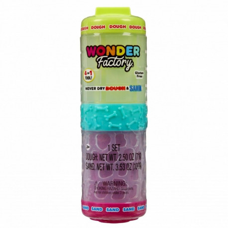Plastic mass Wonder Factory Never Dry Dough, Lime Green, Pink