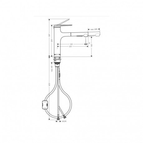 Hansgrohe Zesis M33, 74801000, kroom valamusegisti väljatõmmatava voolikuga