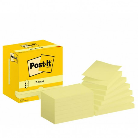 Märkmepaber 76x127mm POST-IT Z-notes kanaari kollane 12x100 lehte