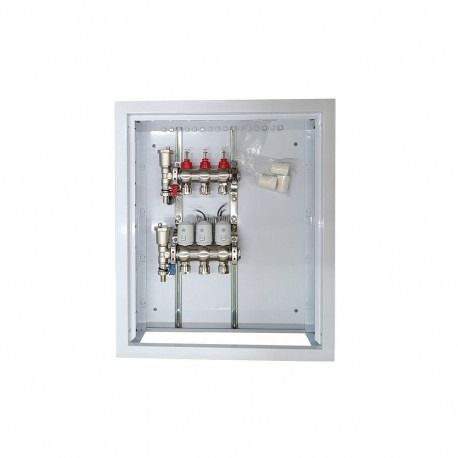 Heating Manifold 3 Loops with Thermal Actuators NC AC230V and Flow Meters