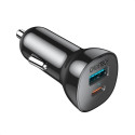 Choetech kiire autolaadija USB Type C PD | USB QC3.0 3A 36W must (TC0005)