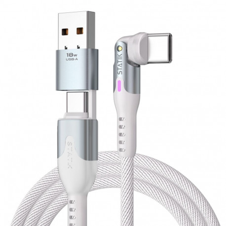 STATIK PowerPivot Pro pöörlev 2-in-1 USB-C kaabel valge 2m