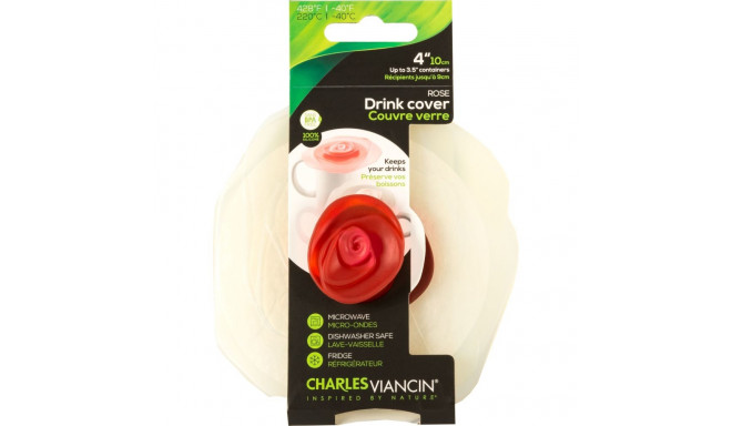 Charles Viancin ROSE 11,5 cm 2 Silicone Drink Covers white/red