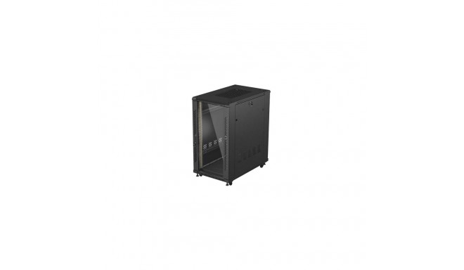 RACK CABINET 19" FREE-STANDING 22U/600X1000 (FLAT PACK) WITH GLASS DOOR BLACK LANBERG