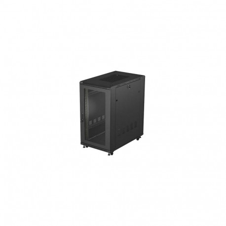 RACK CABINET 19" FREE-STANDING 22U/600X1000 (FLAT PACK) WITH MESH DOOR BLACK LANBERG