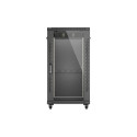 RACK CABINET 19" FREE-STANDING 22U/600X1000 (FLAT PACK) WITH GLASS DOOR BLACK LANBERG