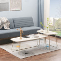 Coffee table DUO 2pcs 120x48xH40cm, 75x40xH48cm, light wood/beige