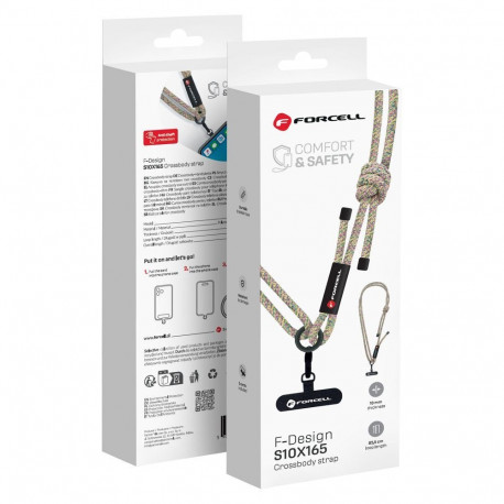 FORCELL F-DESIGN S10X165 crossbody phone lanyard with adjustable length (max 82,5cm in the loop) gre