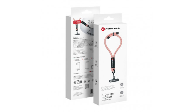 FORCELL F-DESIGN R10X40 wrist phone lanyard with adjustable length (max 20cm in the loop) pink white