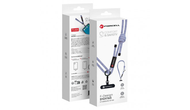 FORCELL F-DESIGN S10X165 crossbody phone lanyard with adjustable length (max 82,5cm in the loop) gra