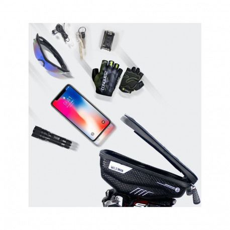 WILDMAN traveling bag for bike handlebars with zipper 1L (4 "- 7") E1 black
