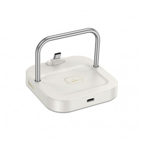 Desktop charger Hoco 2in1 USB C PD QC 3A 30W + wireless charging 5W CQ16B milky white