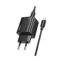 HOCO charger 2 x Type C + 2 x USB A + cable Type C to Lightning PD QC3.0 3A 30W N56 black