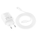 HOCO charger 2 x Type C + 2 x USB A + cable Type C to Lightning PD QC3.0 3A 30W N56 white