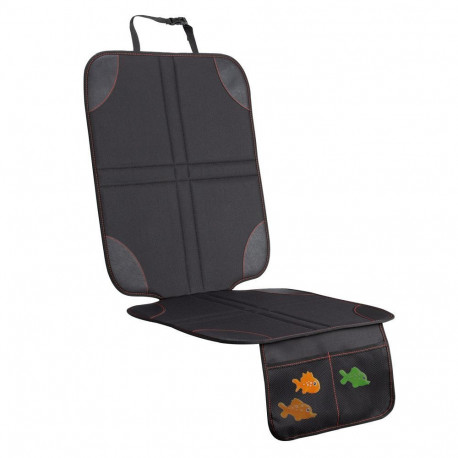 Protective mat for car seat with organizer black