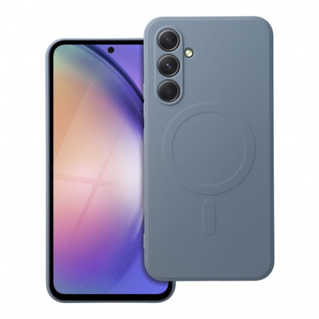 Case for Samsung A54 Silicone Mag Cover compatible with MagSafe light blue