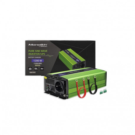 Qoltec Monolith toiteadapter/inverter auto 1200 W roheline