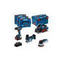 BOSCH. 18V COMBO KIT (GSR 18V-90C +GKT 18V-52GC +GST 18V-155 SC +GEX 18V-125) 1xPC4,0Ah 2xPC5,5Ah ..