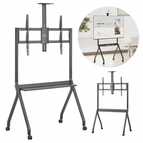 Maclean TV stand / cart, camera shelf, on casters, 55-100", max load 120kg/10kg shelf, max. VESA 900