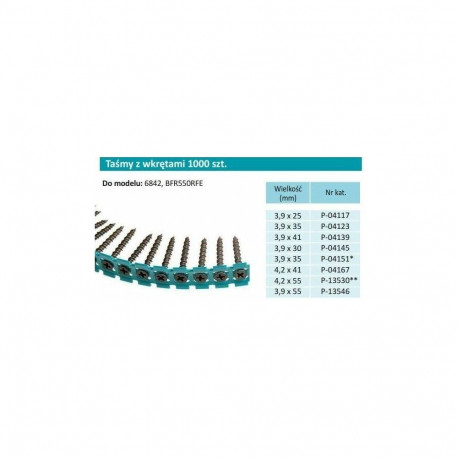 Makita linditud kruvid F-30913, peenkeere 3,9x25mm