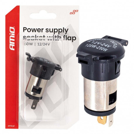 Täiendav toitepesa klapiga 250W 12V 24V amio-04434