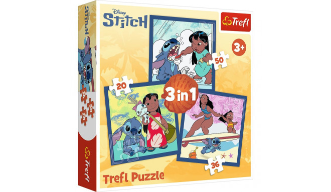 Puzzle - 3 ühes (20, 36, 50) - aeg Stitchega - Lilo ja Stitch - Trefl 34896