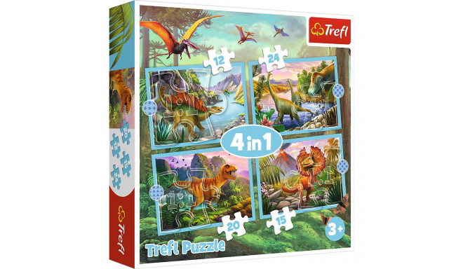 Puzzle - 4w1 (12, 15, 20, 24) - erakordsed dinosaurused - Trefl 34609