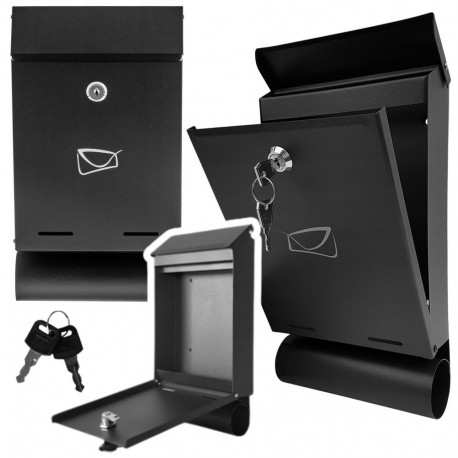 tsingitud terasest must postkast ajalehtedele 32,5x22,5x9,5cm