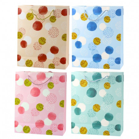 Torba Prezentowa Wzór Złote Kropki Pastelowa 32 × 26 × 10 cm