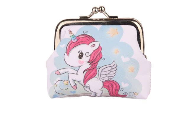 Portfelik Dziecięcy Jednorożec Gwiazdki Metalowy Zatrzask 10x9cm