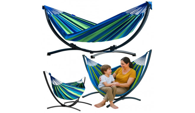 Hamak ogrodowy stelaažiga kahekohaline rohelis-sinine 200x120