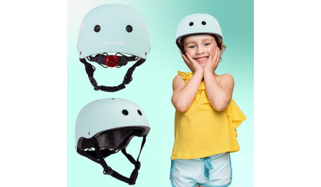 Kask M dla dzieci 3-7 lat HEART BIKE - SUN BABY z lampką LED miętowy