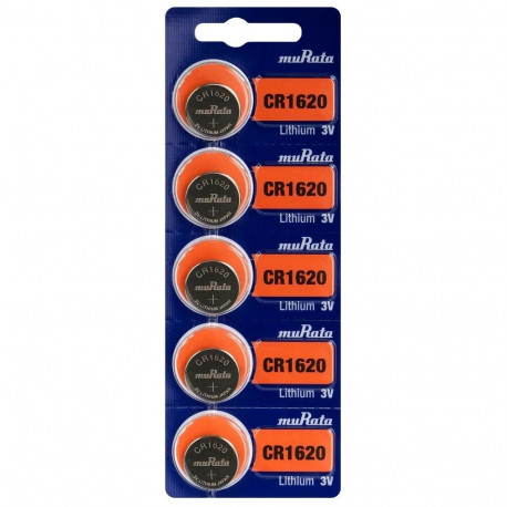 Battery - Murata CR1620 Lithium Coin 3V 2g 16mm Diameter 5 Pack