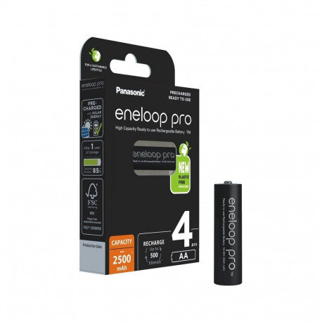 Akupatareid Panasonic Eneloop Pro AA HR6 2500mAh NiMH 4BP, 1,2V 4 akupatareid suure voolutarbega sea