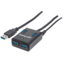 Manhattan USB-A 4-Port Hub, 4x USB-A Ports, 5 Gbps (USB 3.2 Gen1 aka USB 3.0), AC or Bus Power, Fast