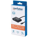 Manhattan USB-C to VGA and USB-C (inc Power Delivery), 1080p@60Hz, 19.5cm, Black, Power Delivery to 