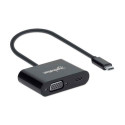 Manhattan USB-C to VGA and USB-C (inc Power Delivery), 1080p@60Hz, 19.5cm, Black, Power Delivery to 