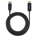 Manhattan DisplayPort 1.1 to HDMI Cable, 1080p@60Hz, 1m, Male to Male, DP With Latch, Black, Not Bi-