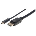 Manhattan USB-C to DisplayPort Cable, 4K@60Hz, 1m, Male to Male, Black, Not Bi-Directional, Three Ye Manhattan USB-C to DisplayPort Cable, 4K@60Hz, 1m, Male to Male, Black, Not Bi-Directional, Three Ye