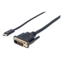 Manhattan USB-C to DVI-D Cable, 1080p@60Hz, 2m, Male to Female, Black, Compatible with DVD-D, Three  Manhattan USB-C to DVI-D Cable, 1080p@60Hz, 2m, Male to Female, Black, Compatible with DVD-D, Three