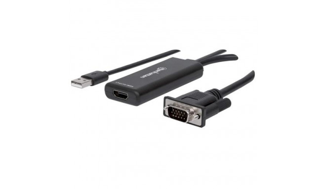 Manhattan VGA and USB-A to HDMI Converter, Analog VGA Video and USB Audio to Digital HDMI Signal, 19