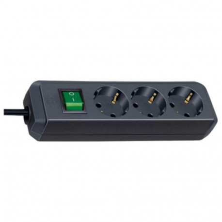 Brennenstuhl Eco-Line with switch and 1,5 mm² Ø cable power extension 5 m 3 AC outlet(s) Black