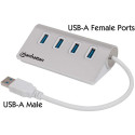 "MANHATTAN Hub 4-Port 4xUSB3.0 Alu Strom: USB"