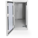 "PC Schrank für Computergehäuse Glastür Digitus. inkl. Castorgruppe. Farbe Grau RAL 7035"