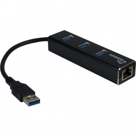"USB3.0 HUB 3Port Inter-Tech Argus IT-310 1x RJ45 Gigabit Lan passiv Black"
