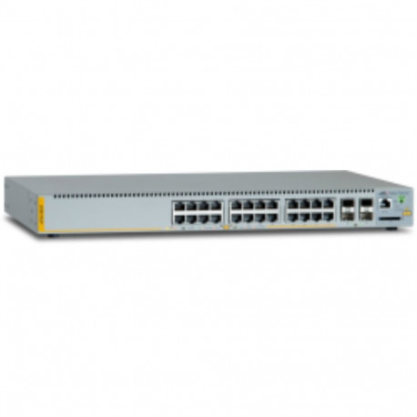 "ALLIED L2+ managed switch 24 x 10/100/1000Mbps POE+ ports 4 x SFP uplink slots"