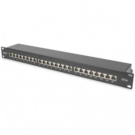 "DIGITUS Patchpanel 1HE 24-Port Cat6a geschirmt schwarz"