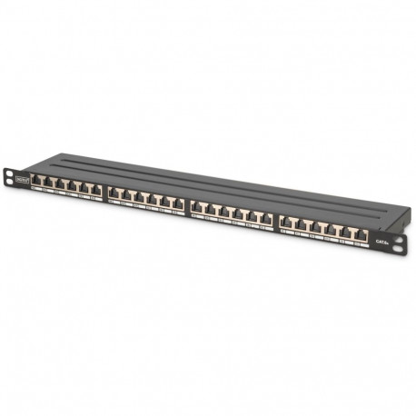 "DIGITUS Patchpanel 0,5HE 24-Port Cat6a geschirmt schwarz"